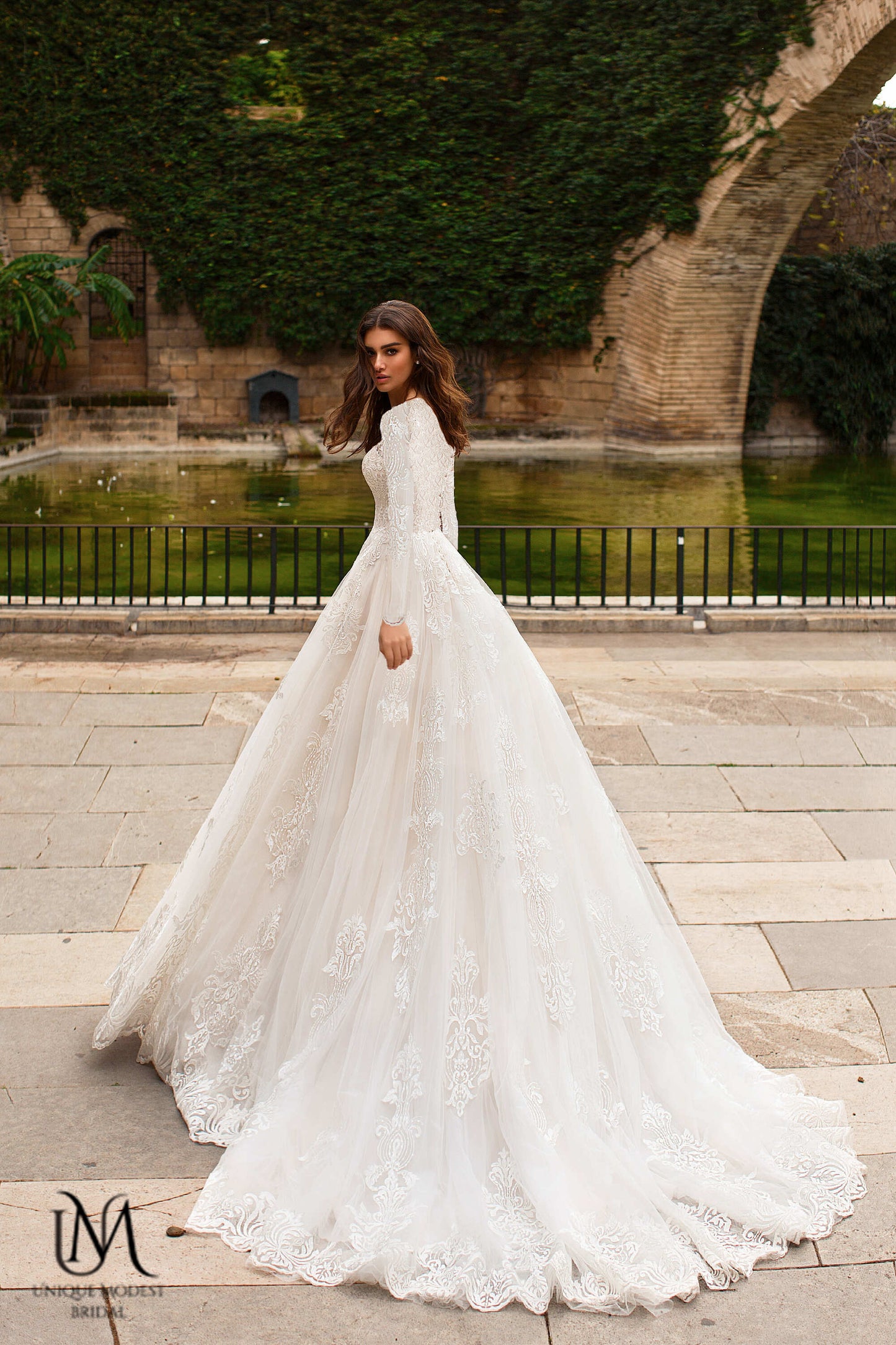 Elegara - Long Sleeve A-Line Modest Wedding Dress