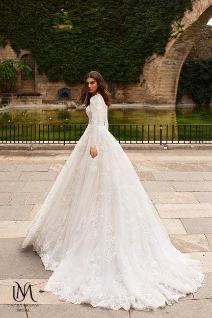 Elegara - Long Sleeve A-Line Modest Wedding Dress