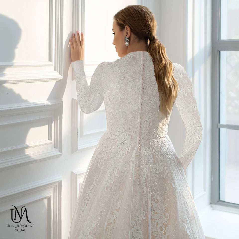Chicella - Elegant Long Sleeve Modest Wedding Dress