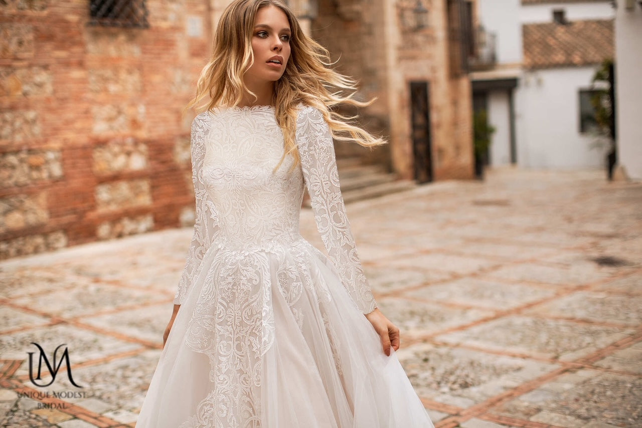 Timelessa - Elegant Satin Modest Wedding Dress