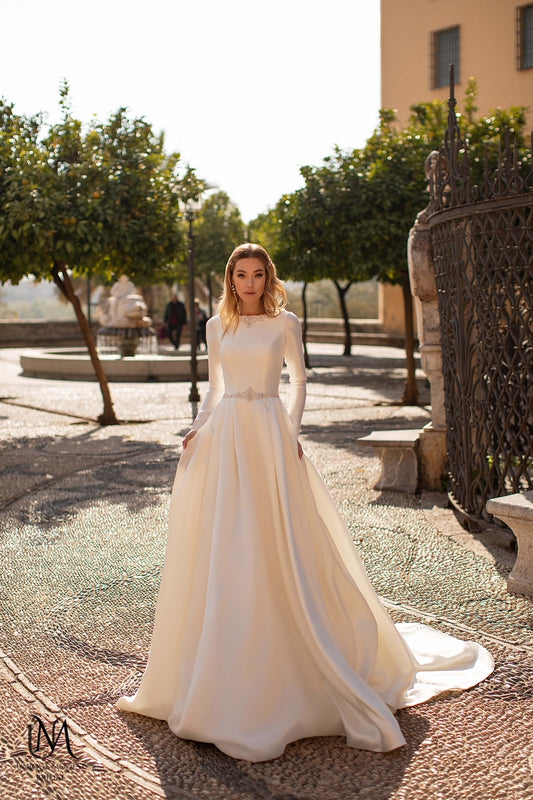 Hadassah - Long Sleeve A-Line Modest Wedding Dress