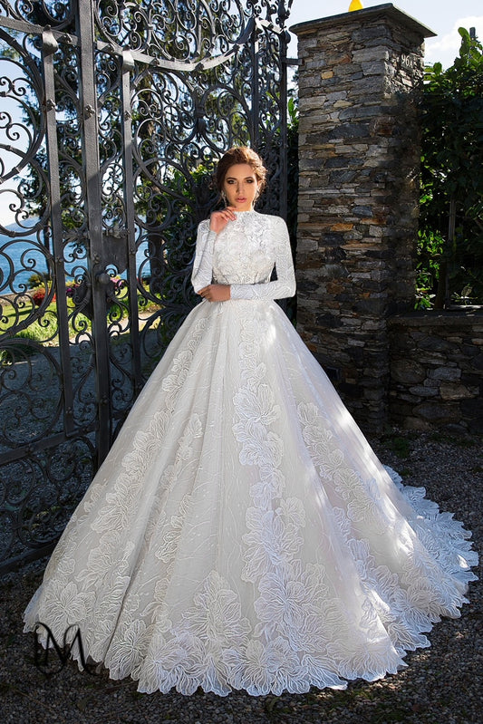 Amara - Elegant A-Line / Ball Gown Modest Wedding Dress
