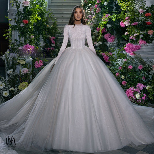 Avigal - Elegant A-Line / Ball Gown Modest Wedding Dress