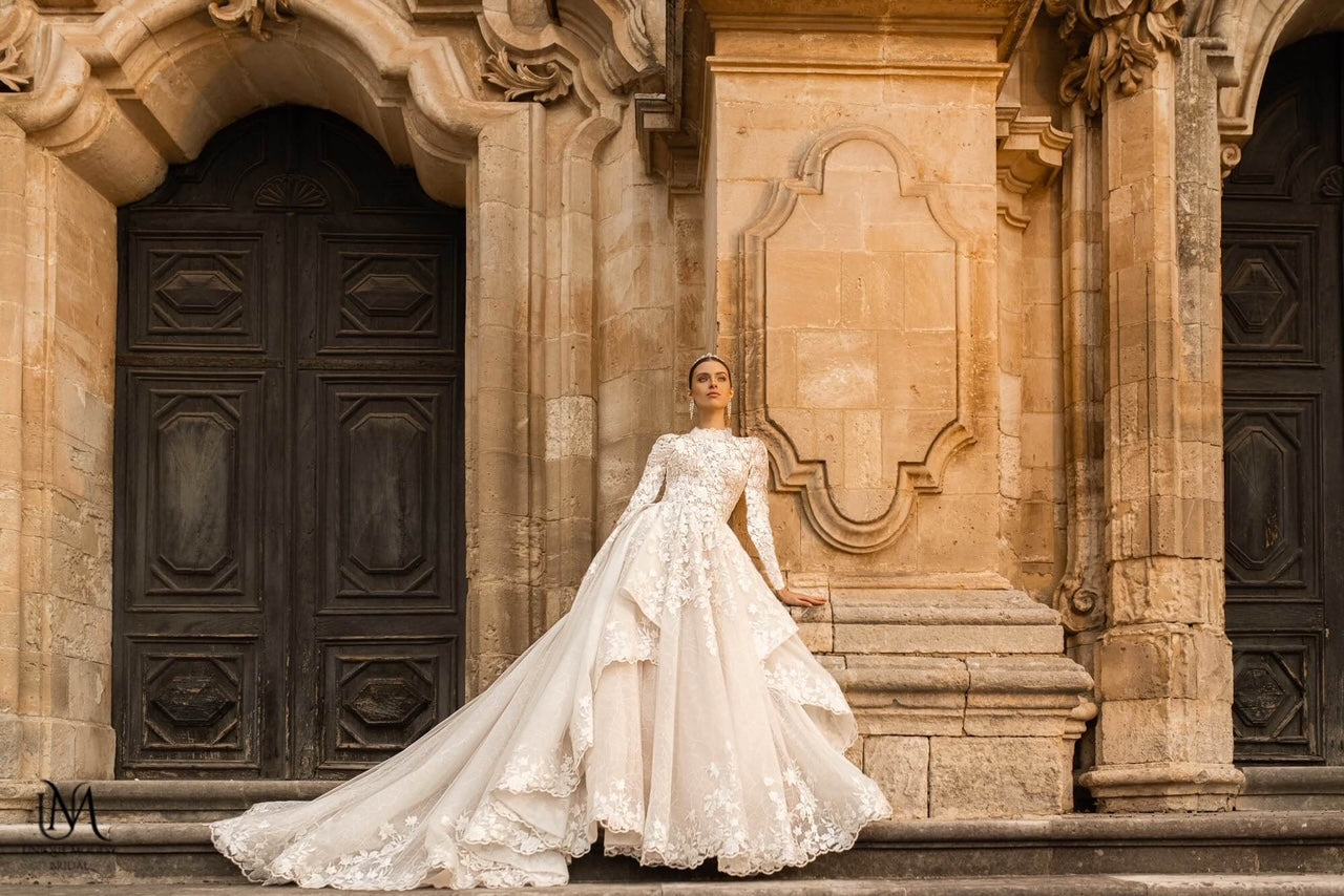 Dorothy - Long Sleeve Satin Modest Wedding Dress