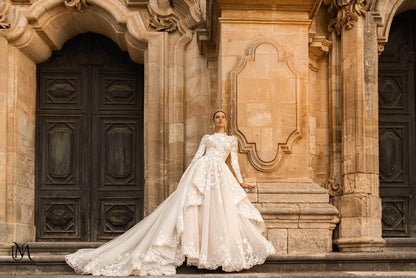 Dorothy - Long Sleeve Satin Modest Wedding Dress