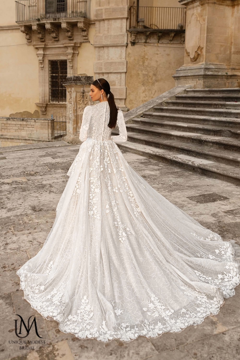 Dorothy - Long Sleeve Satin Modest Wedding Dress