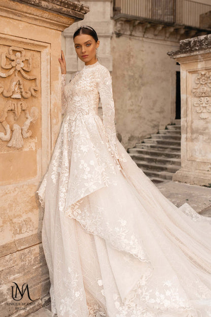 Dorothy - Long Sleeve Satin Modest Wedding Dress