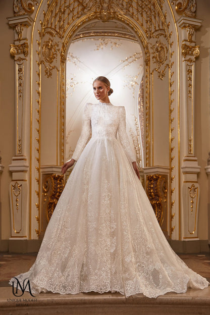 Isabella - Elegant Satin A-Line Modest Wedding Dress