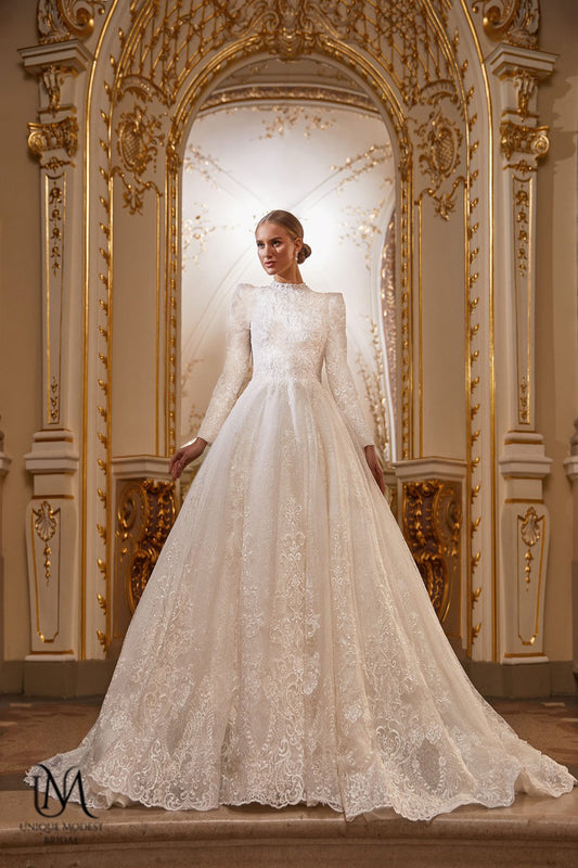 Isabella - Elegant Satin A-Line Modest Wedding Dress