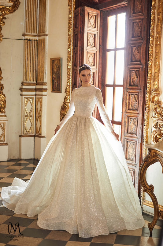 EternaChic - Elegant A-Line Long Sleeve Modest Wedding Dress
