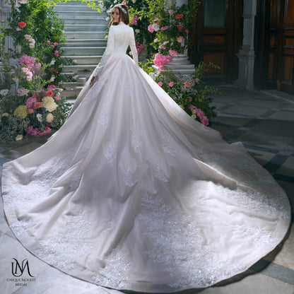 Aurora - Elegant A-Line / Ball Gown Modest Wedding Dress