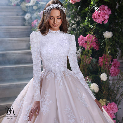 Aurora - Elegant A-Line / Ball Gown Modest Wedding Dress