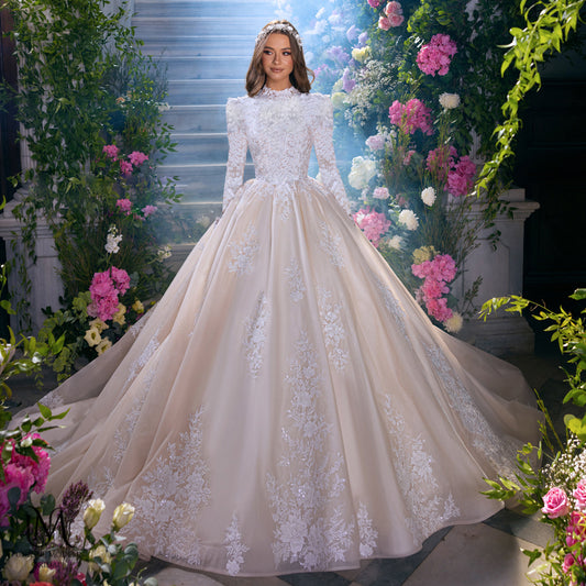 Aurora - Elegant A-Line / Ball Gown Modest Wedding Dress