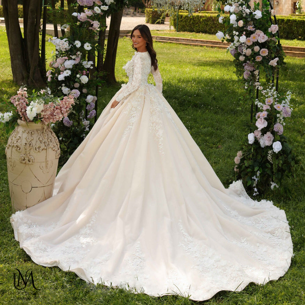 Grace - Elegant A-Line / Ball Gown Modest Wedding Dress