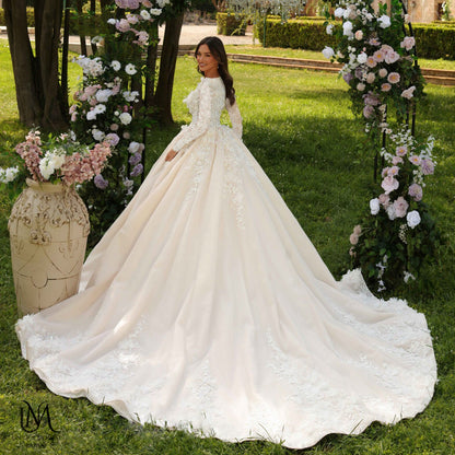Grace - Elegant A-Line / Ball Gown Modest Wedding Dress