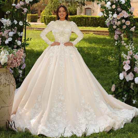 Grace - Elegant A-Line / Ball Gown Modest Wedding Dress