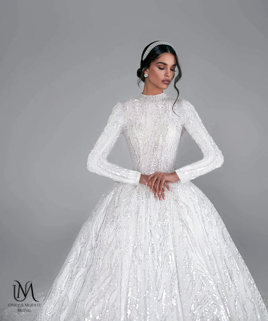 Arabella - Long Sleeve Ballgown Modest Wedding Dress