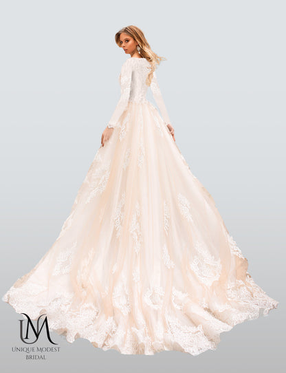Ariel - Long Sleeve Elegant Mermaid Modest Wedding Dress