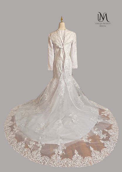 Ariel - Long Sleeve Elegant Mermaid Modest Wedding Dress