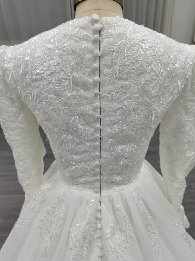 Aurora - Elegant A-Line / Ball Gown Modest Wedding Dress