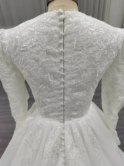 Aurora - Elegant A-Line / Ball Gown Modest Wedding Dress