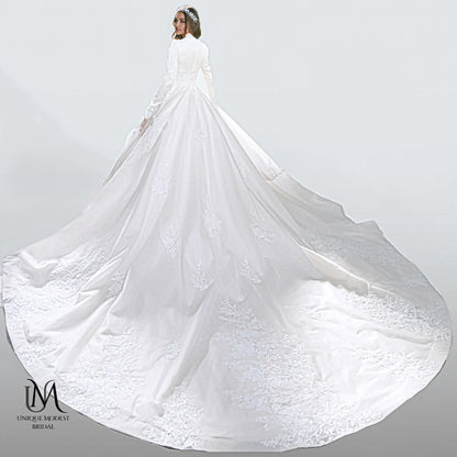 Aurora - Elegant A-Line / Ball Gown Modest Wedding Dress