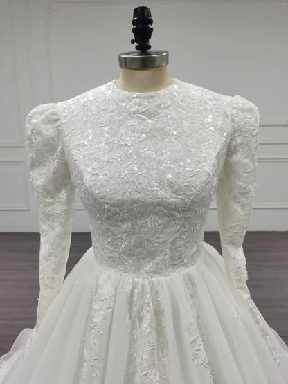 Aurora - Elegant A-Line / Ball Gown Modest Wedding Dress