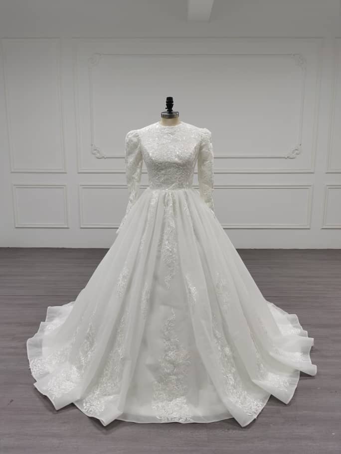 Aurora - Elegant A-Line / Ball Gown Modest Wedding Dress