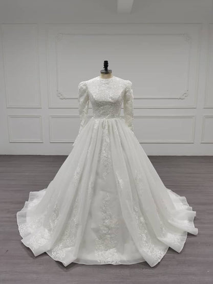 Aurora - Elegant A-Line / Ball Gown Modest Wedding Dress