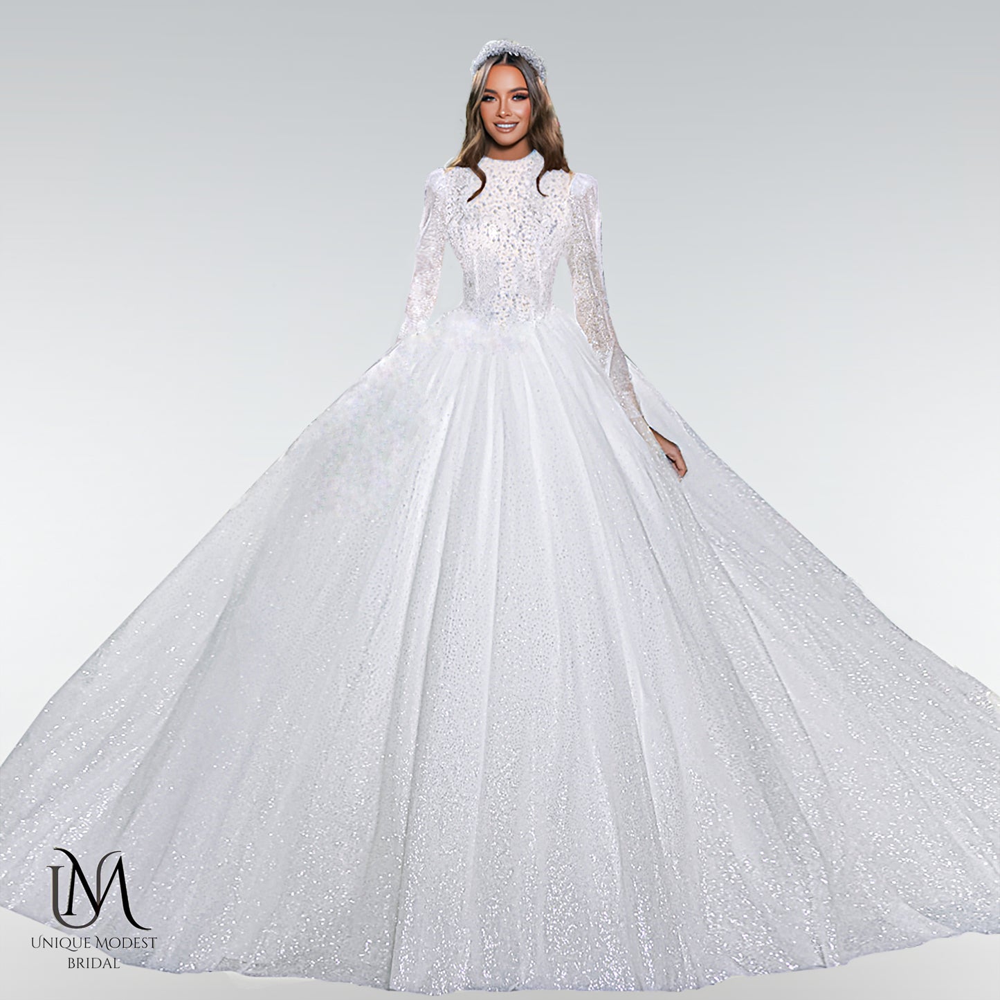 Avigal - Elegant A-Line / Ball Gown Modest Wedding Dress