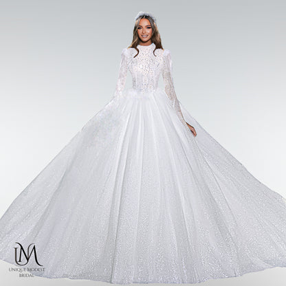 Avigal - Elegant A-Line / Ball Gown Modest Wedding Dress