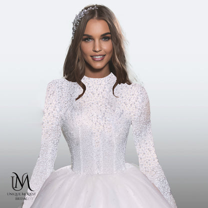 Avigal - Elegant A-Line / Ball Gown Modest Wedding Dress