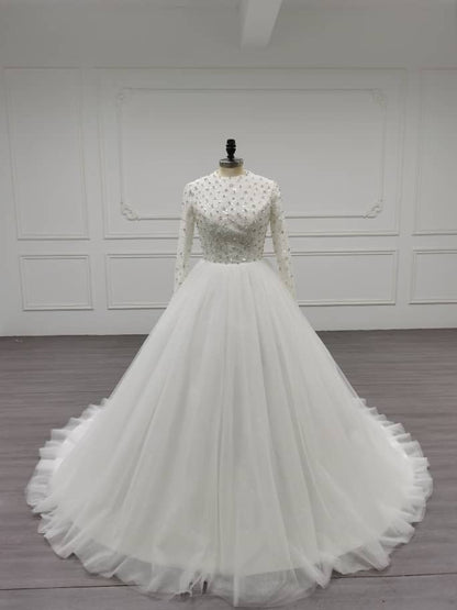 Avigal - Elegant A-Line / Ball Gown Modest Wedding Dress