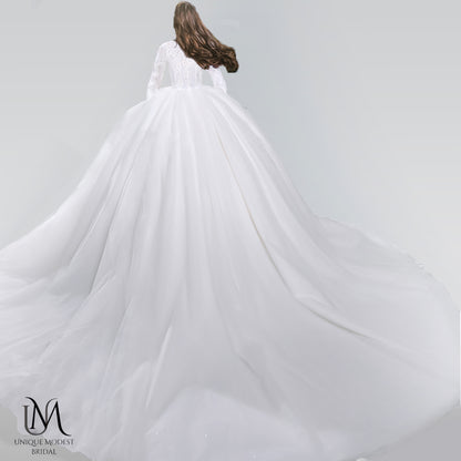Avigal - Elegant A-Line / Ball Gown Modest Wedding Dress