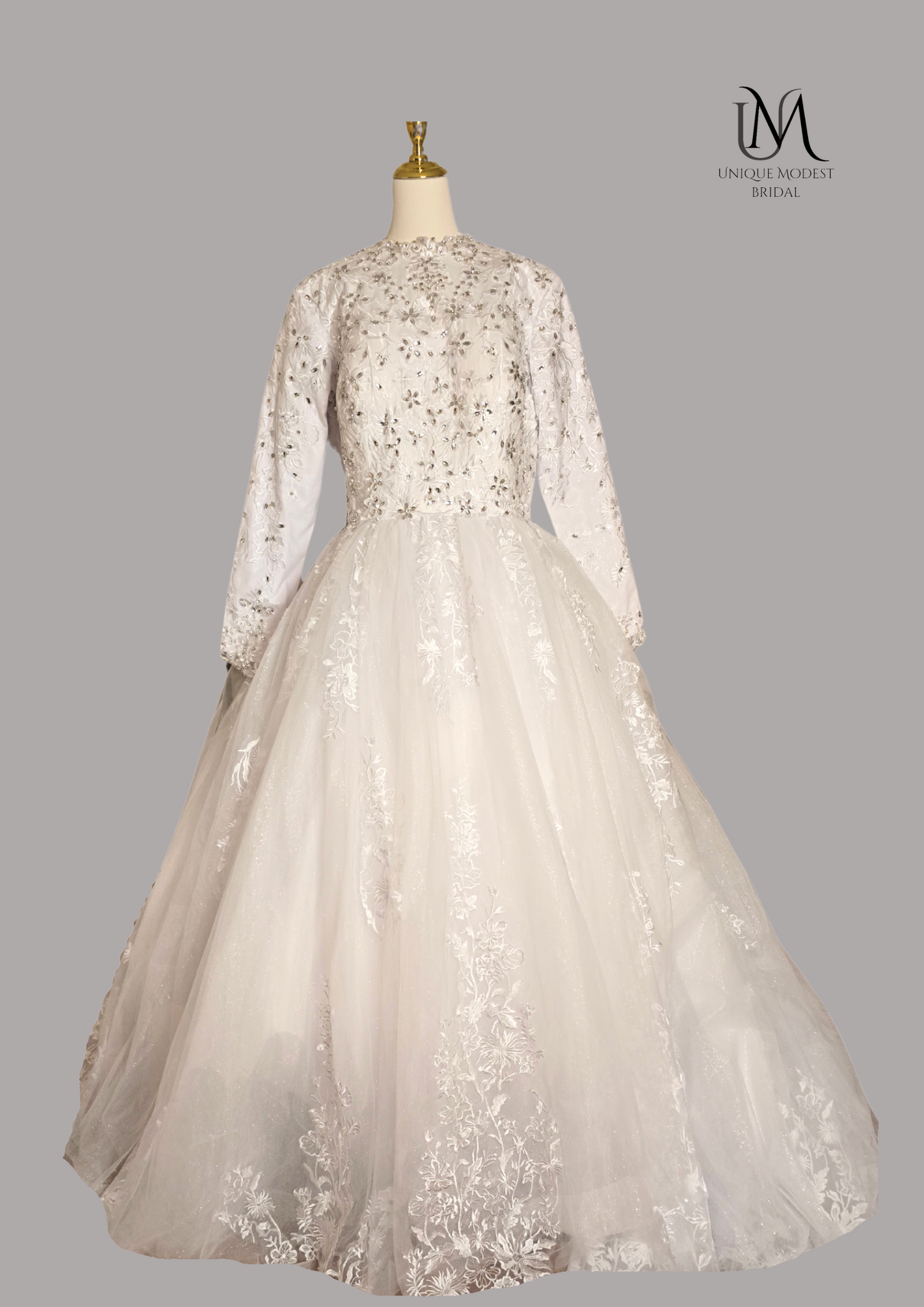 Bliss - Long Sleeve A-Line / Ball Gown Modest Wedding Dress