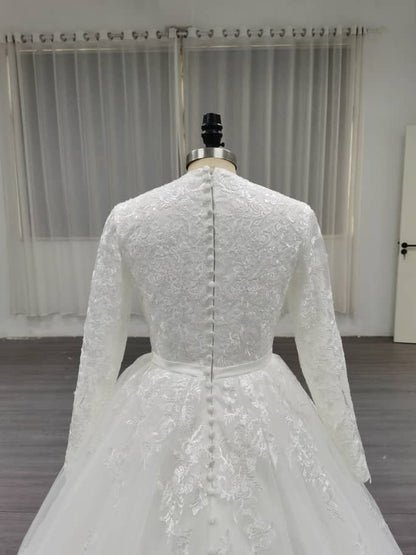 Veronica - Elegant Satin A-Line Modest Wedding Dress