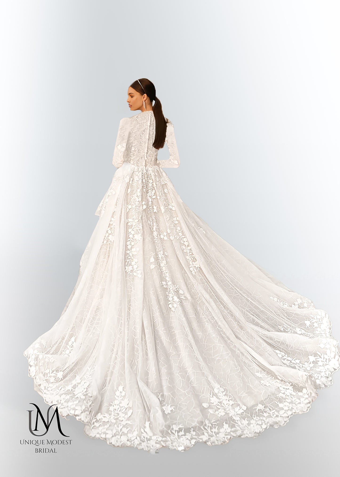 Dorothy - Long Sleeve Satin Modest Wedding Dress