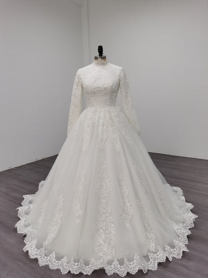Elegara - Long Sleeve A-Line Modest Wedding Dress