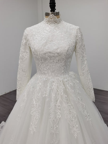 Elegara - Long Sleeve A-Line Modest Wedding Dress