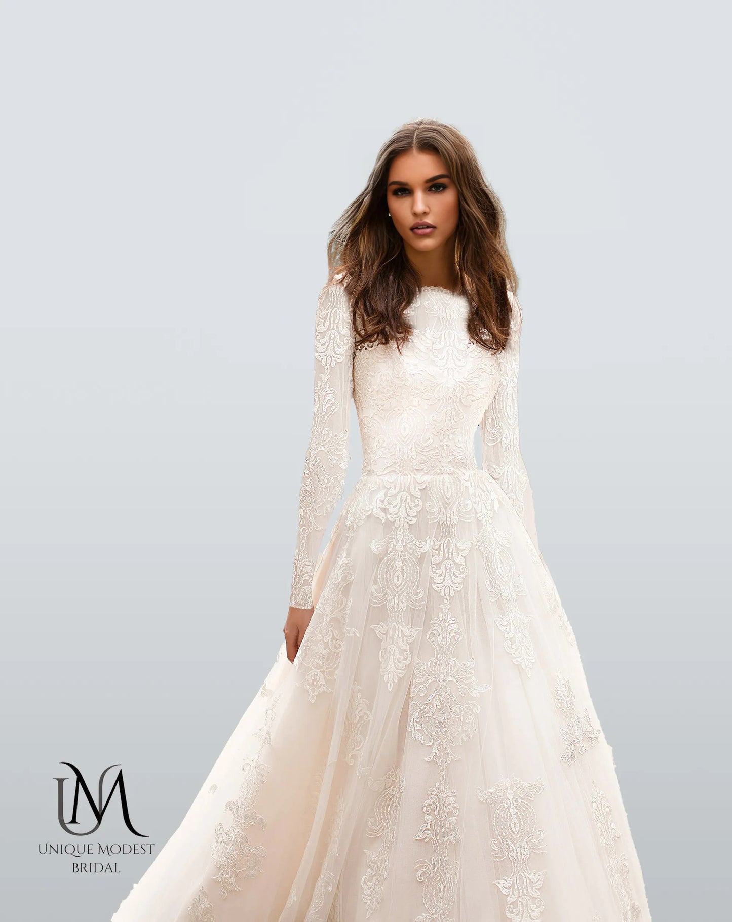 Elegara - Long Sleeve A-Line Modest Wedding Dress