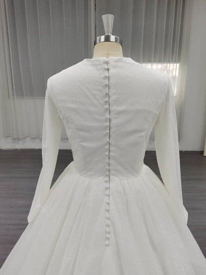 EternaChic - Elegant A-Line Long Sleeve Modest Wedding Dress