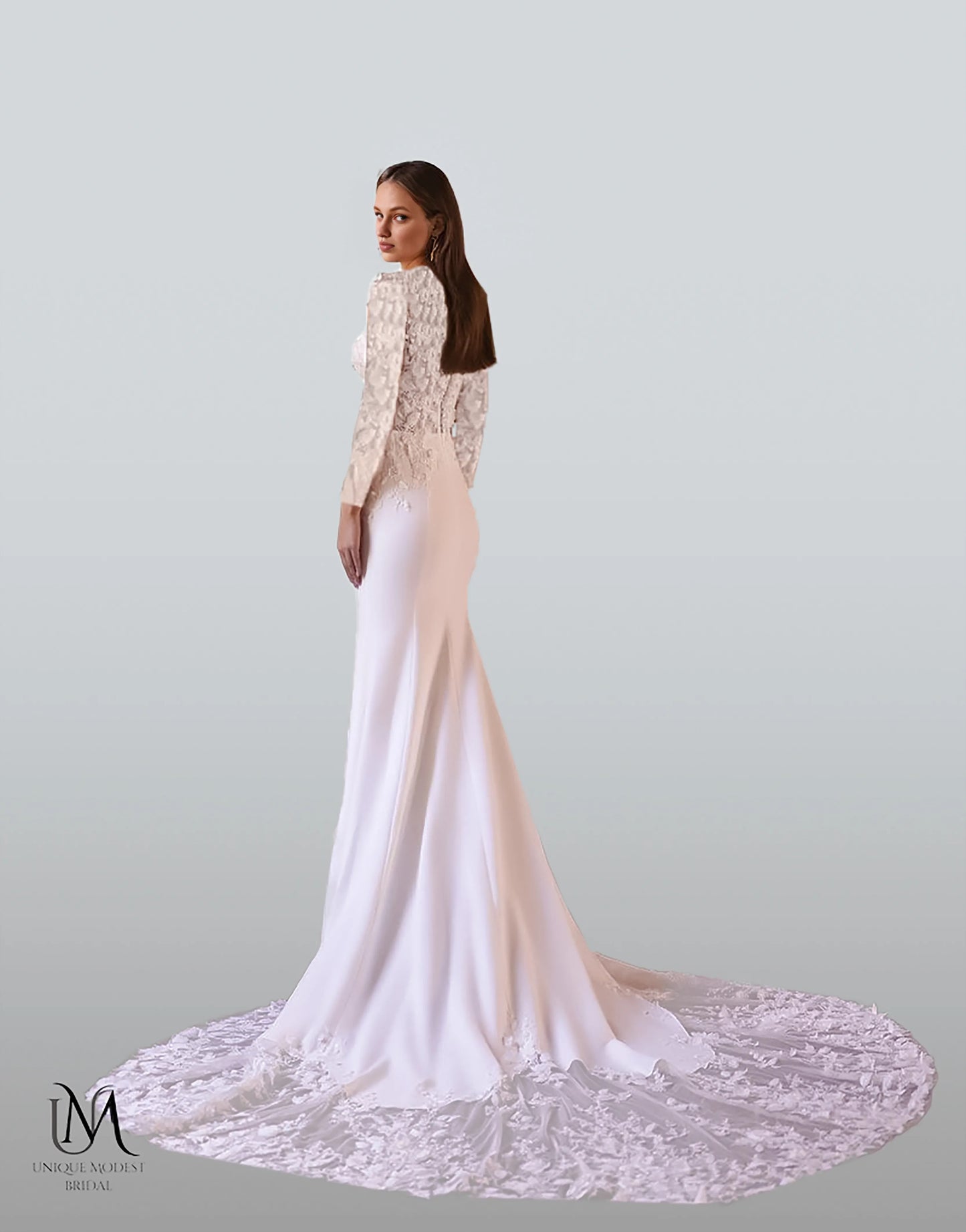 Flower - Beautiful Modest Mermaid Wedding Dress