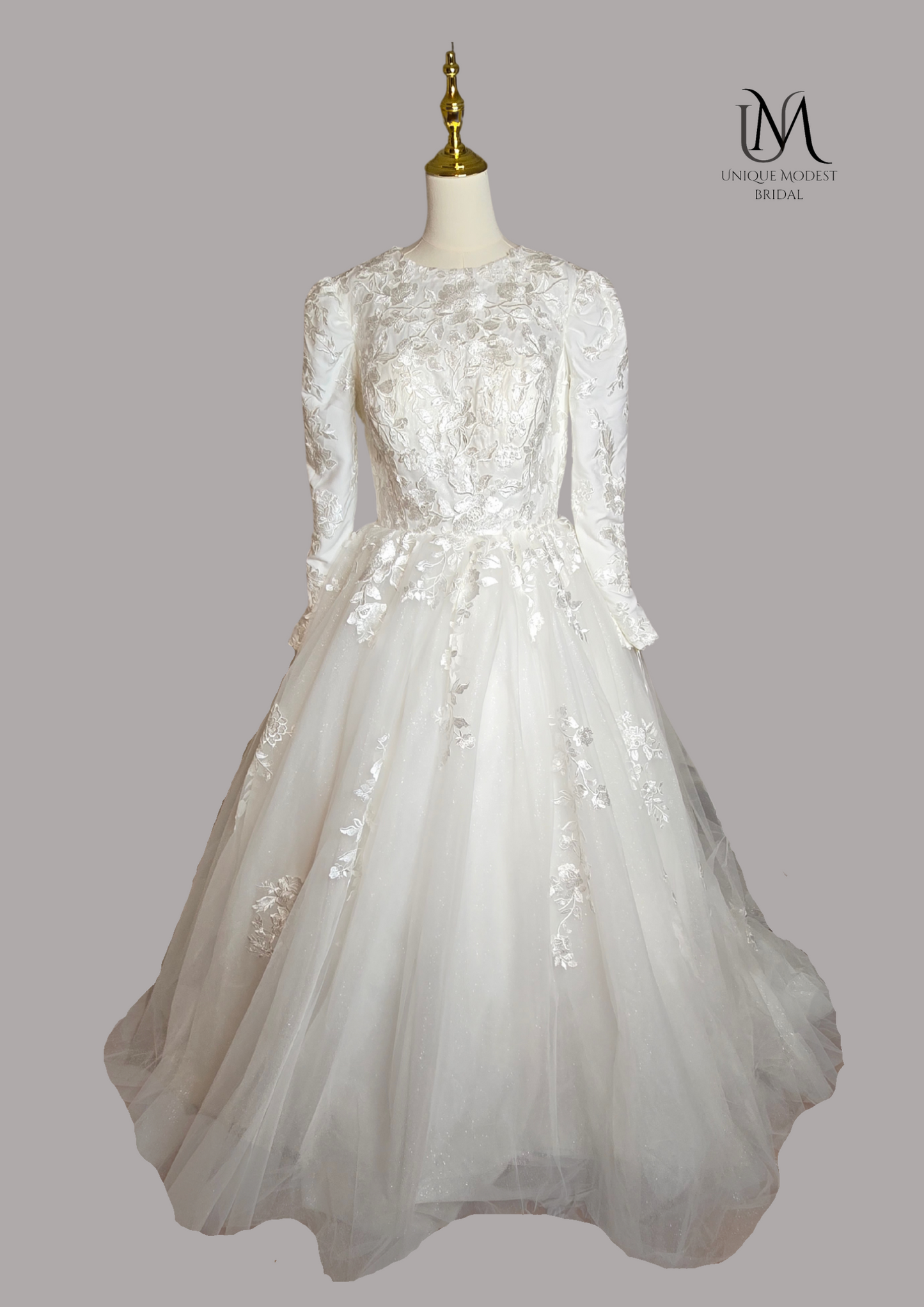 Glamera - Best-Selling A-Line Satin Modest Wedding Dress