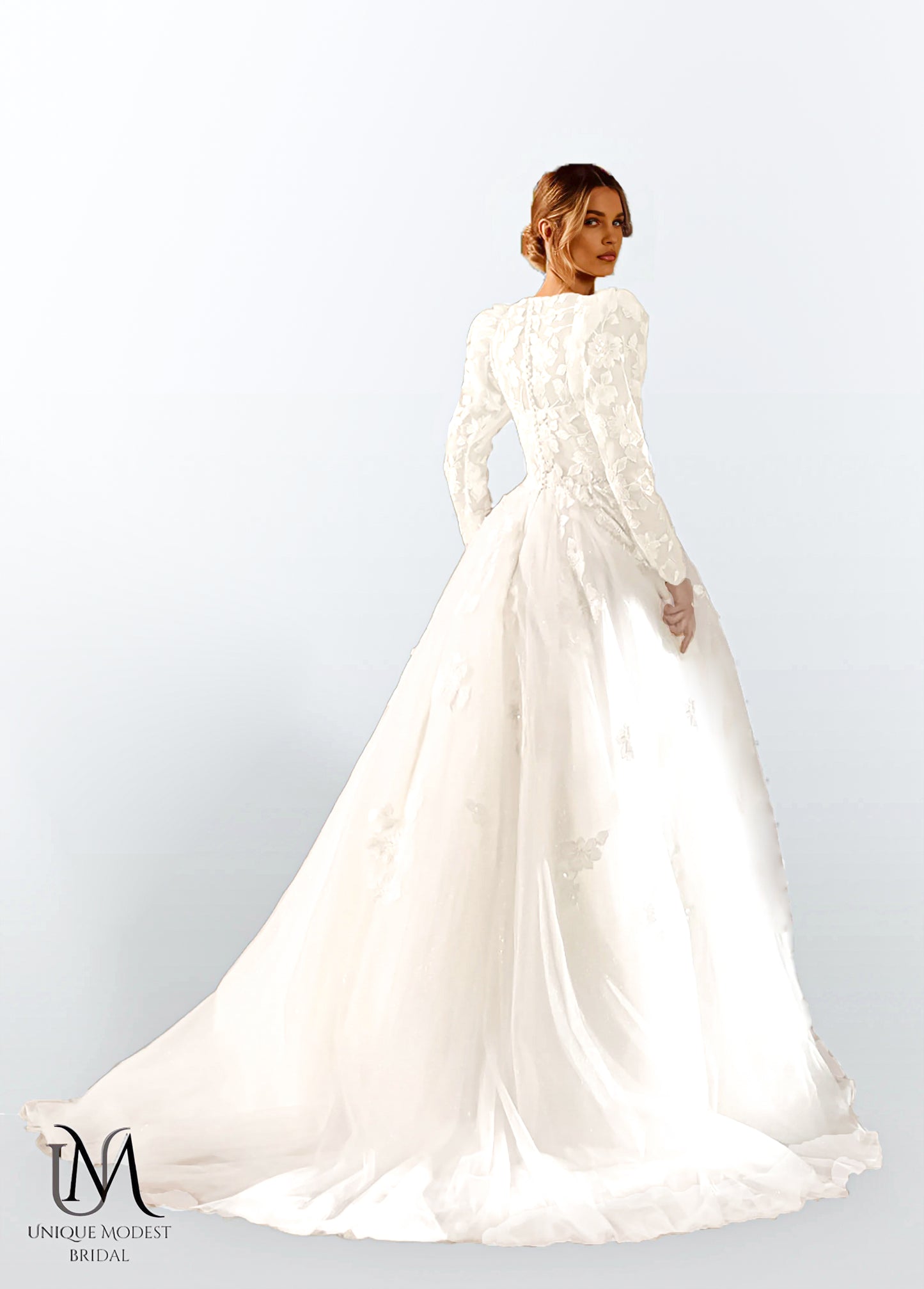 Glamera - Best-Selling A-Line Satin Modest Wedding Dress