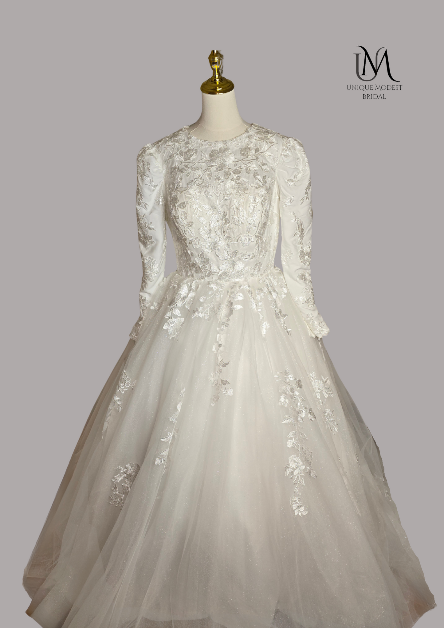 Glamera - Best-Selling A-Line Satin Modest Wedding Dress