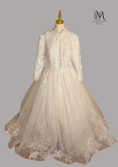 Grace - Elegant A-Line / Ball Gown Modest Wedding Dress
