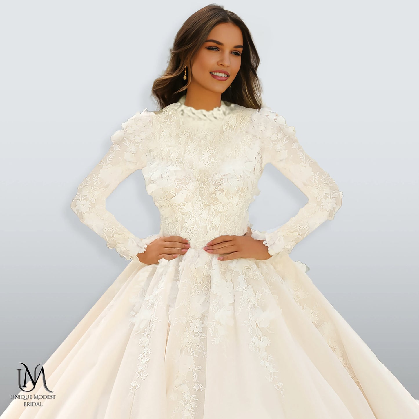 Grace - Elegant A-Line / Ball Gown Modest Wedding Dress