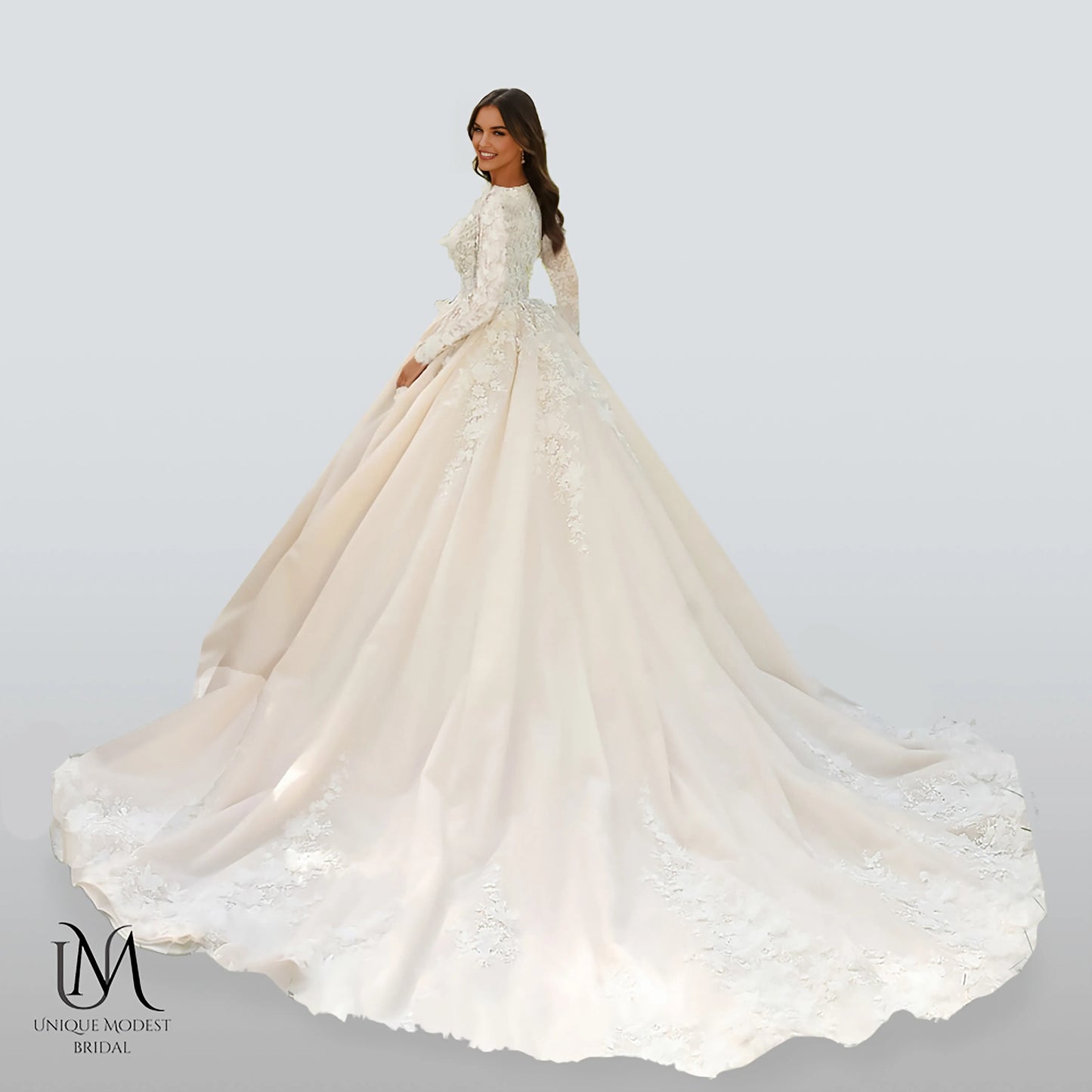 Grace - Elegant A-Line / Ball Gown Modest Wedding Dress