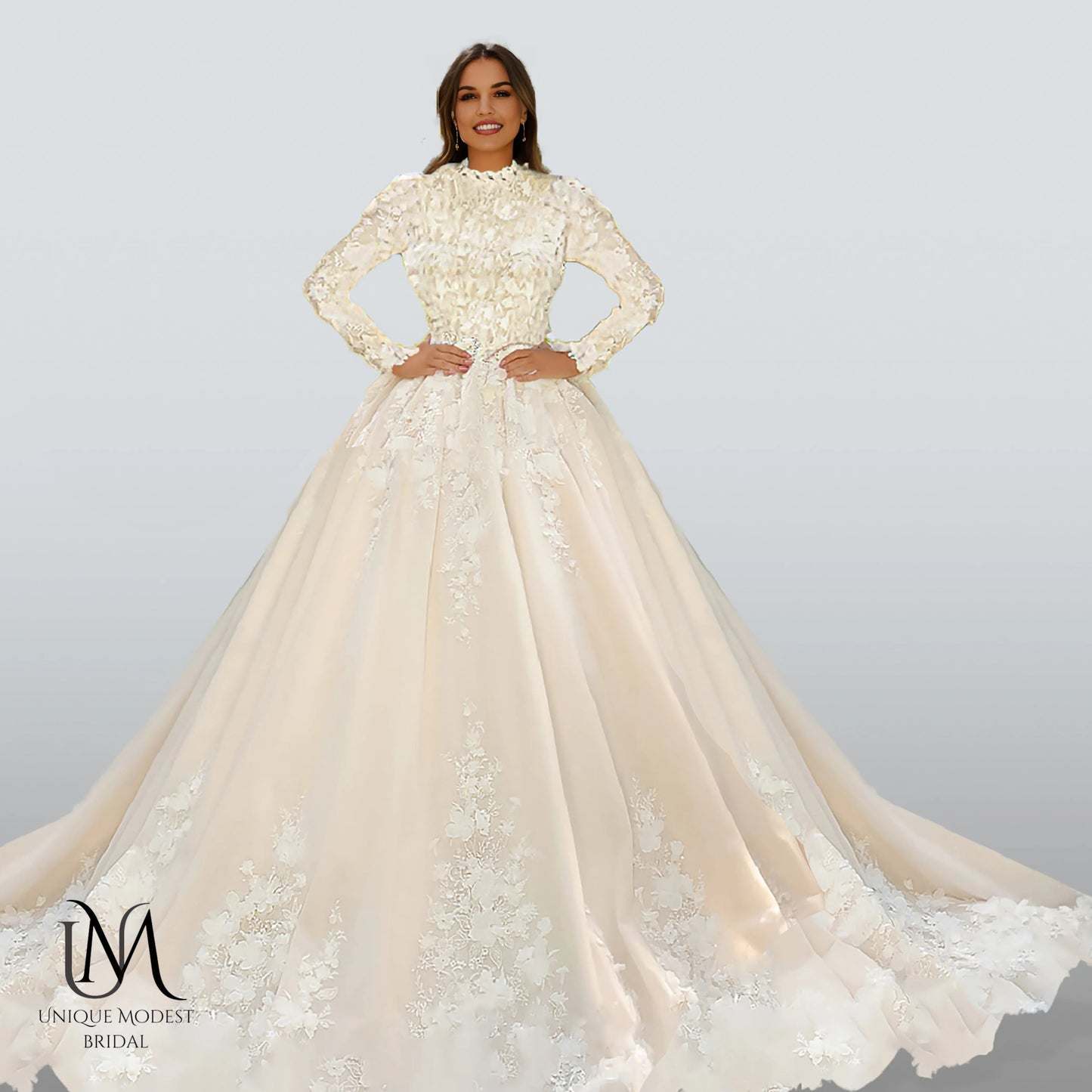 Grace - Elegant A-Line / Ball Gown Modest Wedding Dress