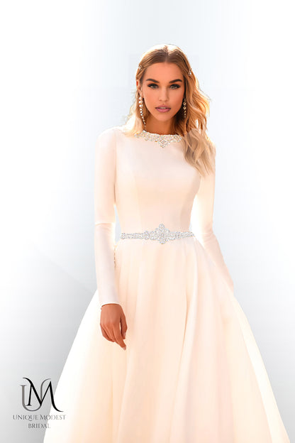 Hadassah - Long Sleeve A-Line Modest Wedding Dress